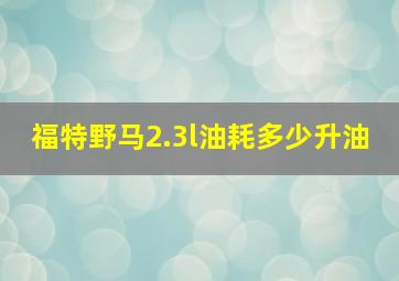 福特野马2.3l油耗多少升油