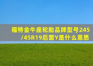 福特金牛座轮胎品牌型号245/45R19后面Y是什么意思