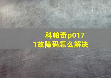 科帕奇p0171故障码怎么解决