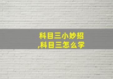 科目三小妙招,科目三怎么学