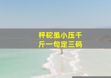 秤砣虽小压千斤一句定三码