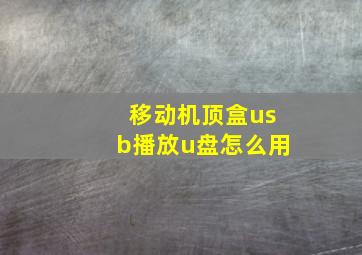 移动机顶盒usb播放u盘怎么用