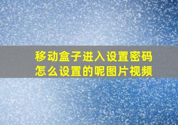 移动盒子进入设置密码怎么设置的呢图片视频