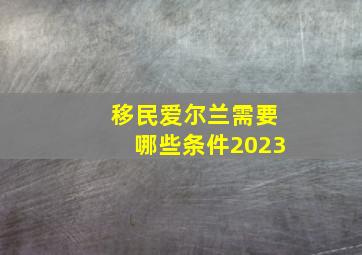 移民爱尔兰需要哪些条件2023