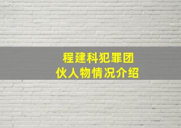 程建科犯罪团伙人物情况介绍