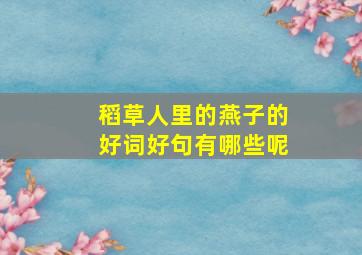 稻草人里的燕子的好词好句有哪些呢