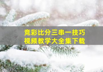 竞彩比分三串一技巧视频教学大全集下载