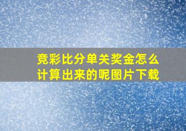 竞彩比分单关奖金怎么计算出来的呢图片下载