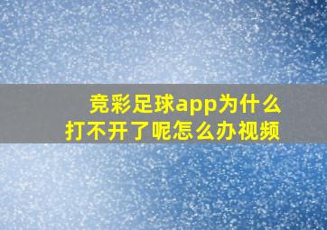 竞彩足球app为什么打不开了呢怎么办视频