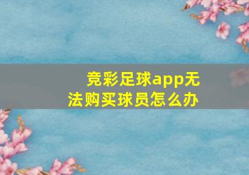 竞彩足球app无法购买球员怎么办