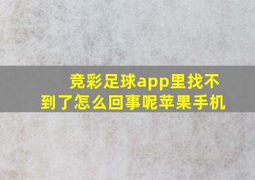 竞彩足球app里找不到了怎么回事呢苹果手机