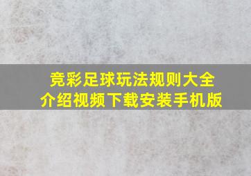 竞彩足球玩法规则大全介绍视频下载安装手机版