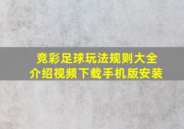 竞彩足球玩法规则大全介绍视频下载手机版安装