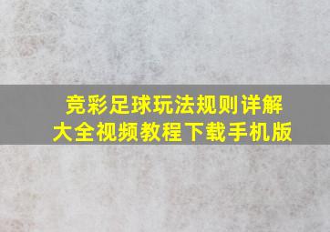 竞彩足球玩法规则详解大全视频教程下载手机版