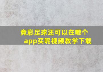 竞彩足球还可以在哪个app买呢视频教学下载