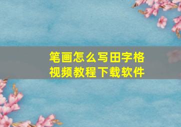 笔画怎么写田字格视频教程下载软件