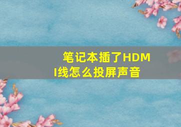 笔记本插了HDMI线怎么投屏声音