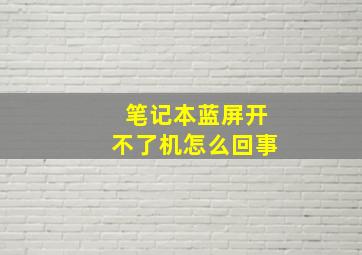 笔记本蓝屏开不了机怎么回事