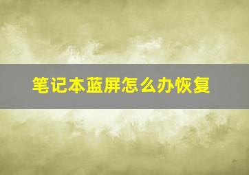 笔记本蓝屏怎么办恢复