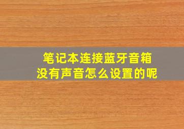 笔记本连接蓝牙音箱没有声音怎么设置的呢