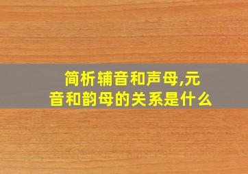 简析辅音和声母,元音和韵母的关系是什么