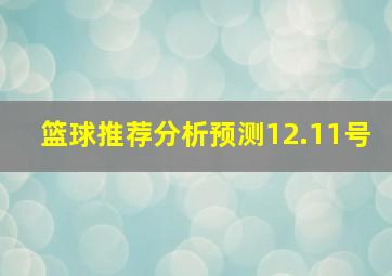 篮球推荐分析预测12.11号