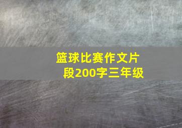 篮球比赛作文片段200字三年级