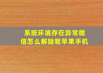 系统环境存在异常微信怎么解除呢苹果手机