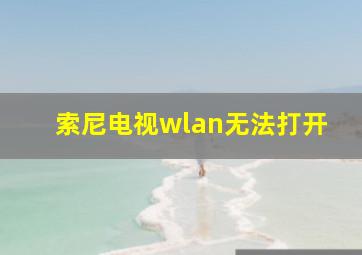 索尼电视wlan无法打开