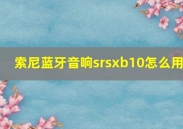 索尼蓝牙音响srsxb10怎么用