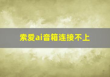 索爱ai音箱连接不上