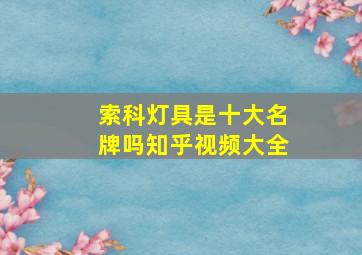 索科灯具是十大名牌吗知乎视频大全