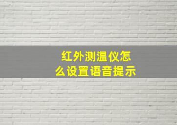 红外测温仪怎么设置语音提示