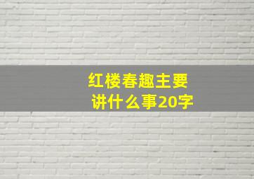 红楼春趣主要讲什么事20字