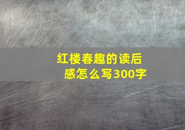 红楼春趣的读后感怎么写300字