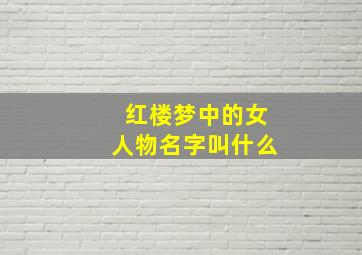 红楼梦中的女人物名字叫什么