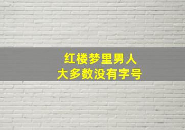 红楼梦里男人大多数没有字号