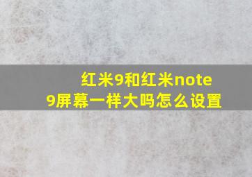 红米9和红米note9屏幕一样大吗怎么设置