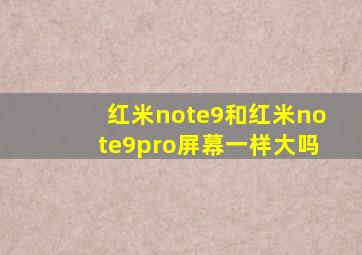 红米note9和红米note9pro屏幕一样大吗