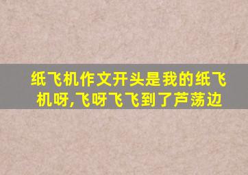 纸飞机作文开头是我的纸飞机呀,飞呀飞飞到了芦荡边