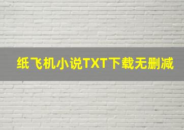 纸飞机小说TXT下载无删减