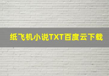 纸飞机小说TXT百度云下载