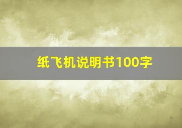 纸飞机说明书100字