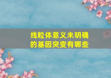 线粒体意义未明确的基因突变有哪些