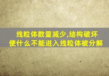 线粒体数量减少,结构破坏使什么不能进入线粒体被分解