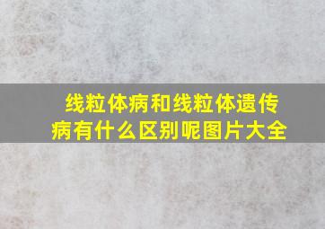 线粒体病和线粒体遗传病有什么区别呢图片大全