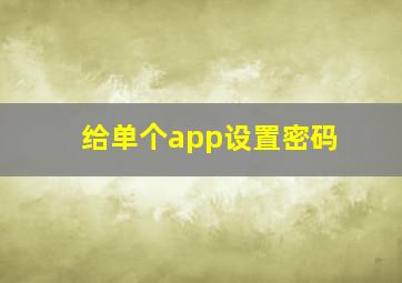 给单个app设置密码