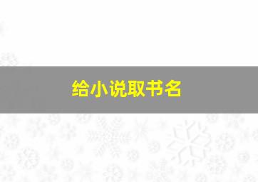 给小说取书名