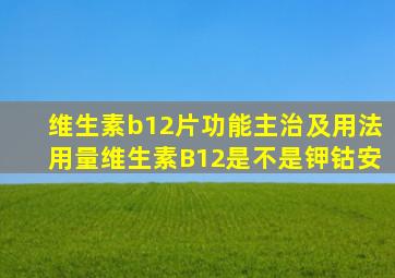 维生素b12片功能主治及用法用量维生素B12是不是钾钴安