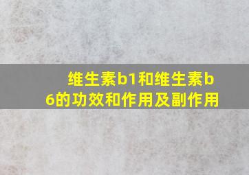 维生素b1和维生素b6的功效和作用及副作用